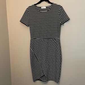 Zara black and white stripped dress